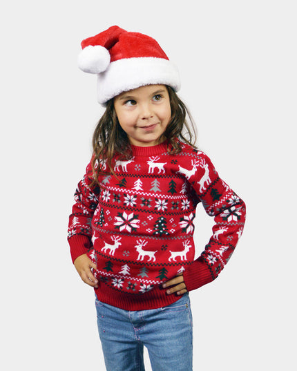 Christmas Sweater for Kids with Reindeer, Trees, and Polar Stars