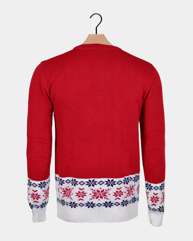 Kids Christmas Sweater Red with Reindeer and Snow