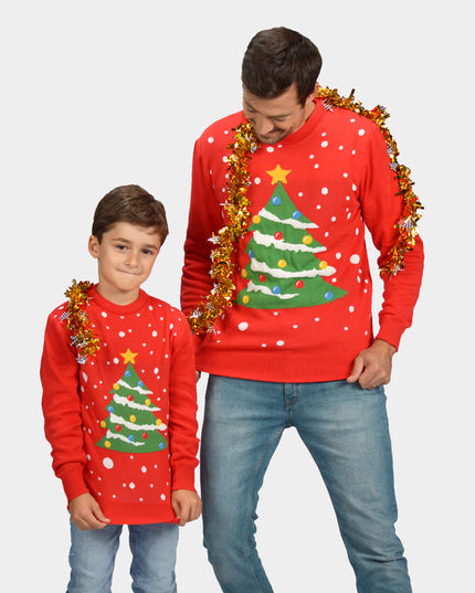 Kids Christmas Sweater Red Christmas Tree Design