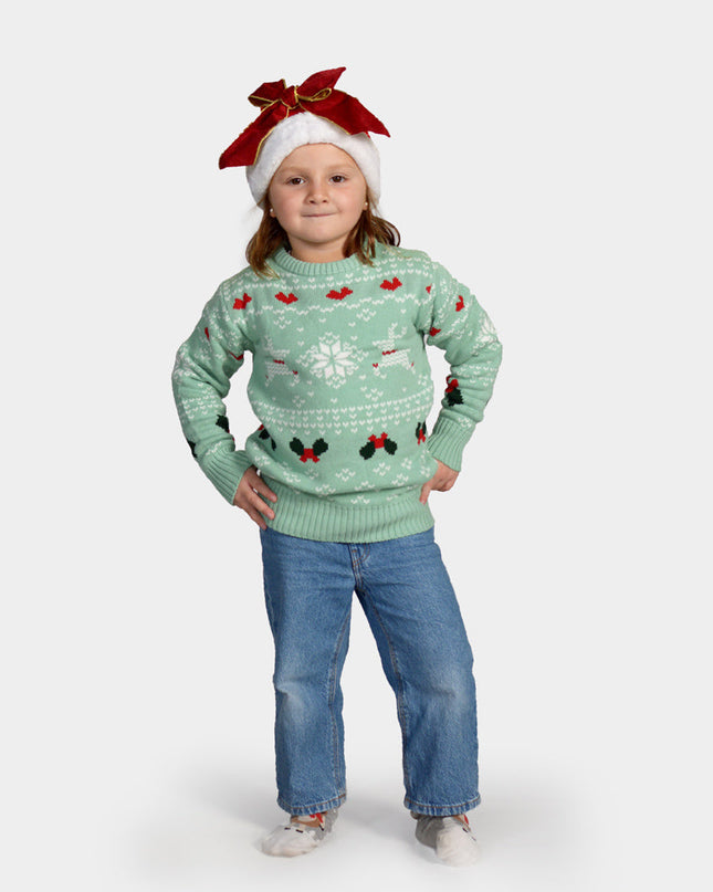 Kids Christmas Sweater Green Sweet Christmas Theme