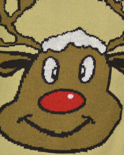 Beige Christmas Sweater with Reindeer