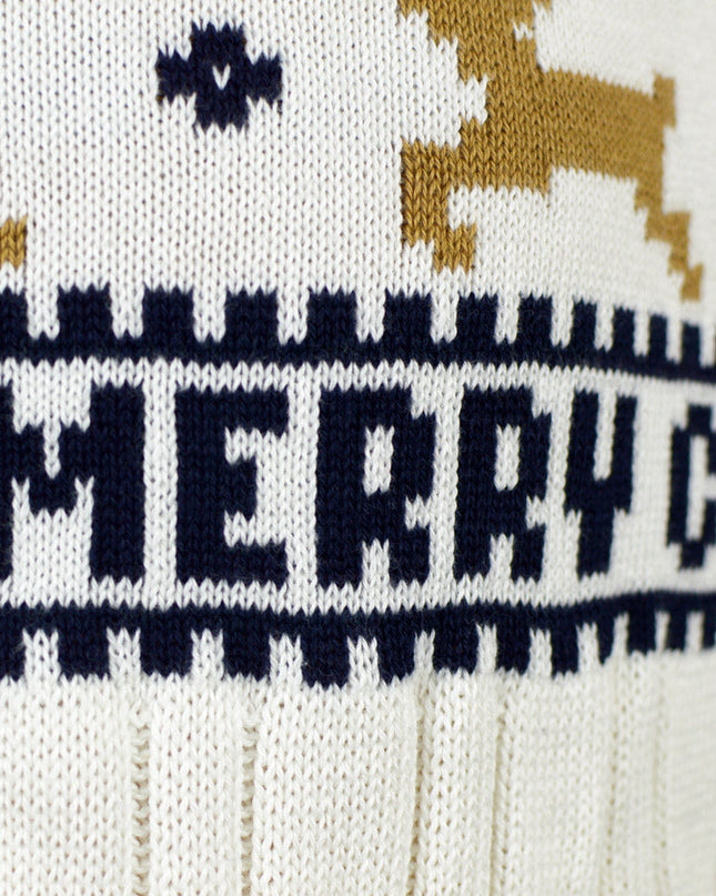 Chic White Family Christmas Sweater with Reindeer in Organic Cotton