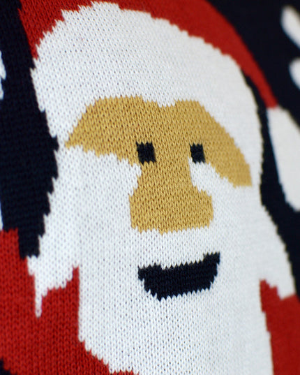 Blue Santa and Rudolph Family Christmas Sweater in Organic Cotton