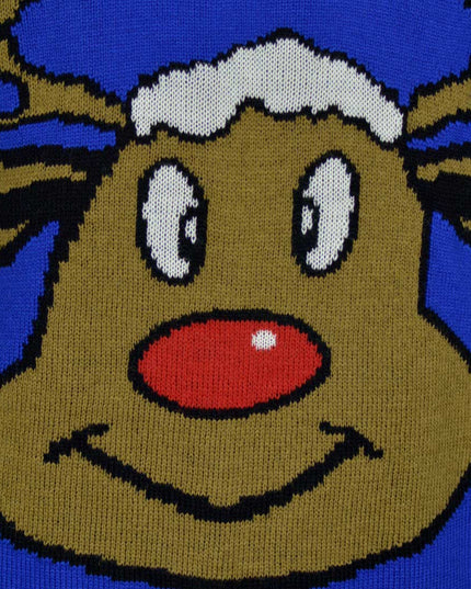 Blue Christmas Sweater with Reindeer
