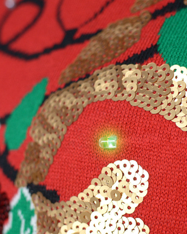 LED Christmas Sweater for Family with Sparkling Reindeer Design