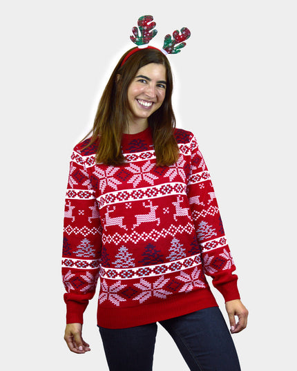 Classic Red Family Christmas Sweater with Polar Stars