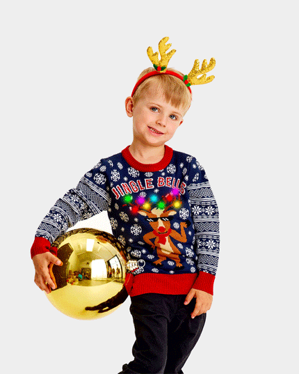 Christmas Sweater for Family with Light-Up LED Jingle Bells