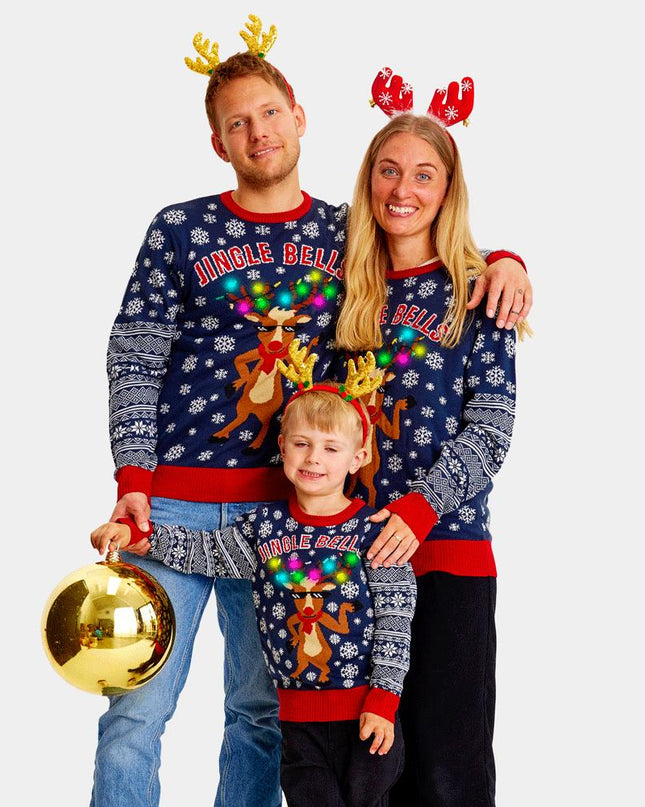 LED Christmas Sweater for Family with Jingle Bells Theme