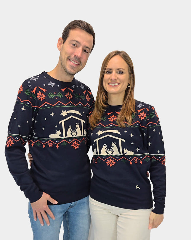 Family Christmas Sweater with Nativity Theme