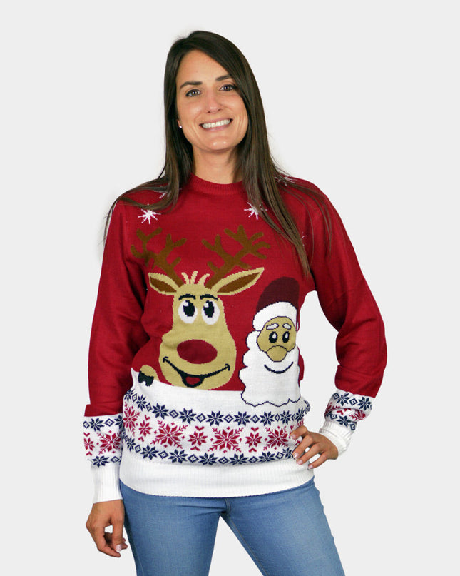 Christmas Sweater for Family with Smiling Christmas Reindeer