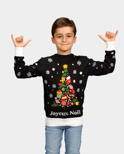 Black Family Christmas Sweater with "Merry Christmas" Design