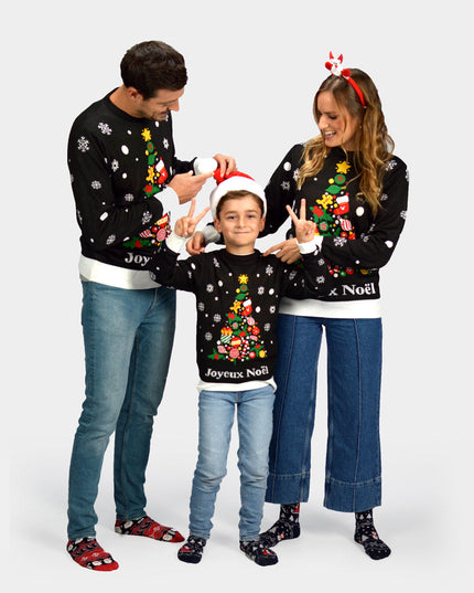 Kids Christmas Sweater Black with Merry Christmas Design