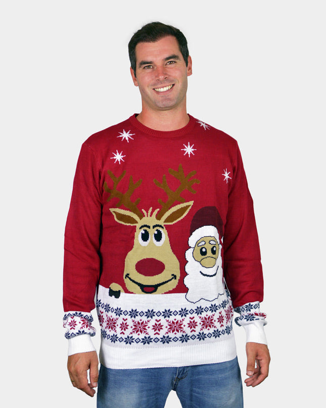 Smiling Reindeer Christmas Sweater for Kids