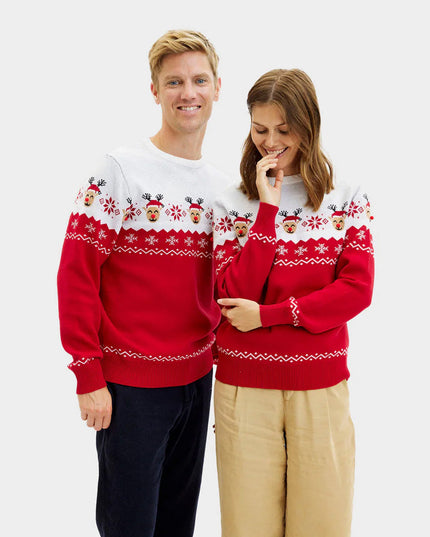 Family Christmas Sweater with Adorable Reindeer Design