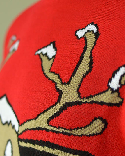 Red Christmas Sweater with Reindeer