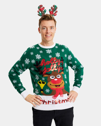 Women's Green Holly Jolly Sequins Christmas Sweater