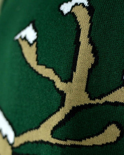 Green Christmas Sweater with Reindeer