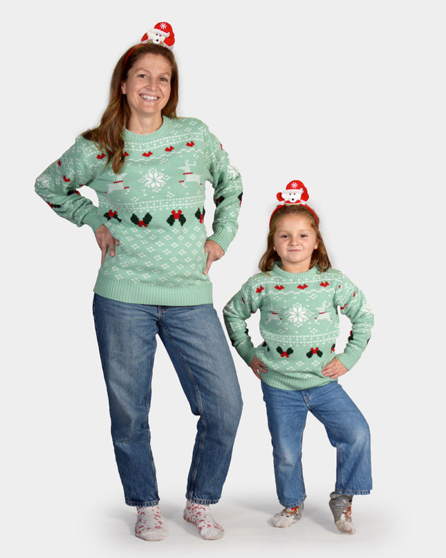 Green Sweet Christmas Sweater for Family