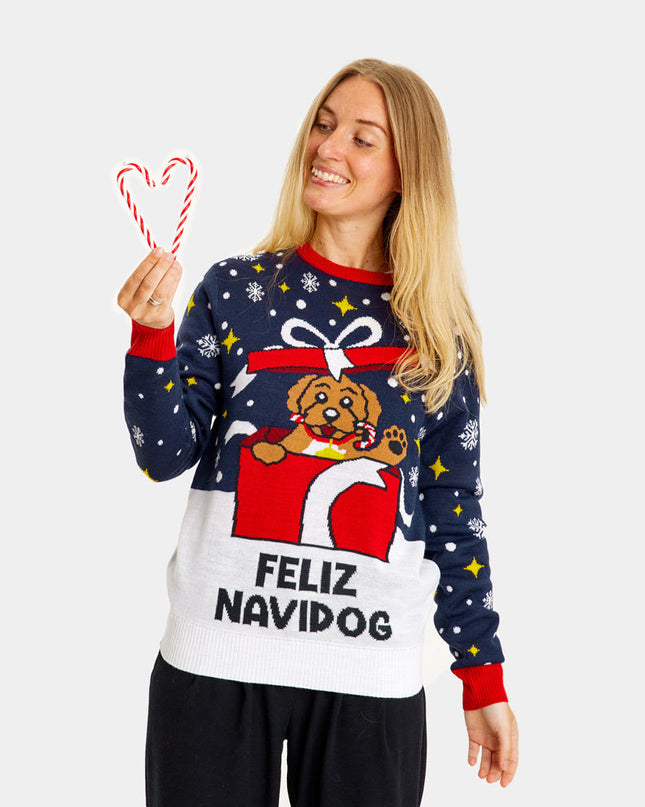Women's Christmas Sweater Feliz Navidog