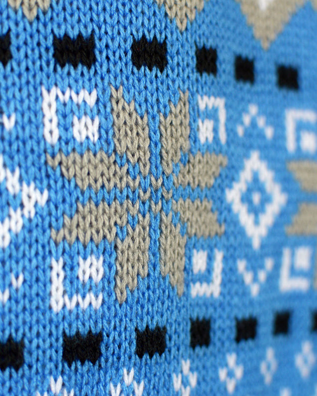 Women's Chic White, Gray, and Blue Christmas Sweater with Reindeer