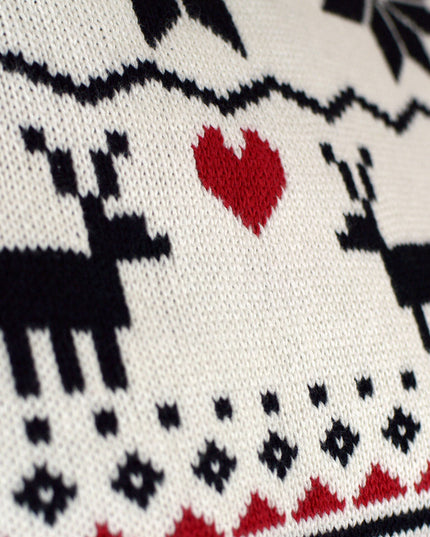 Women's Chic Beige Roll Neck Organic Cotton Christmas Sweater