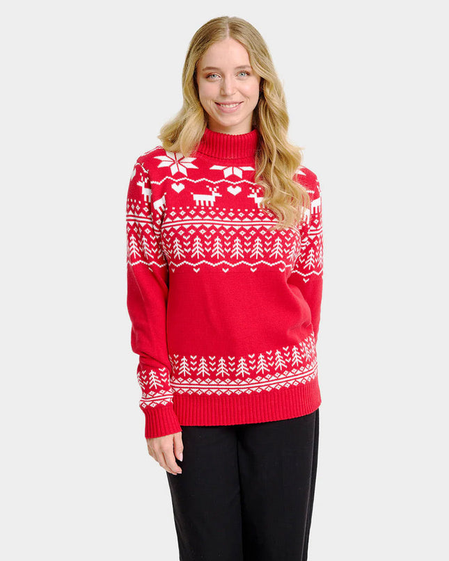 Women's Christmas Sweater "Greenlandish" with Roll Neck in Organic Cotton
