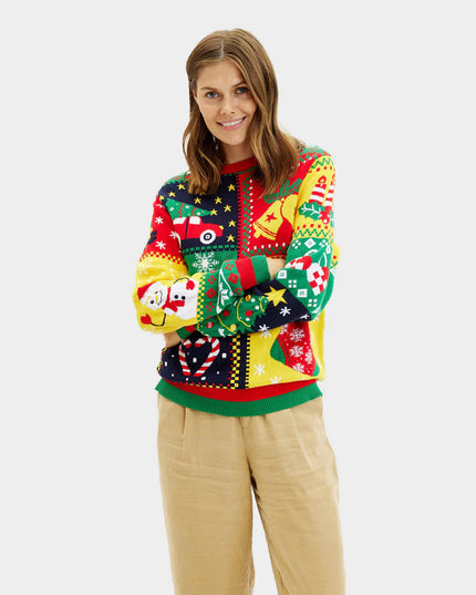 Women's Christmas Sweater "Patchwork" in Organic Cotton