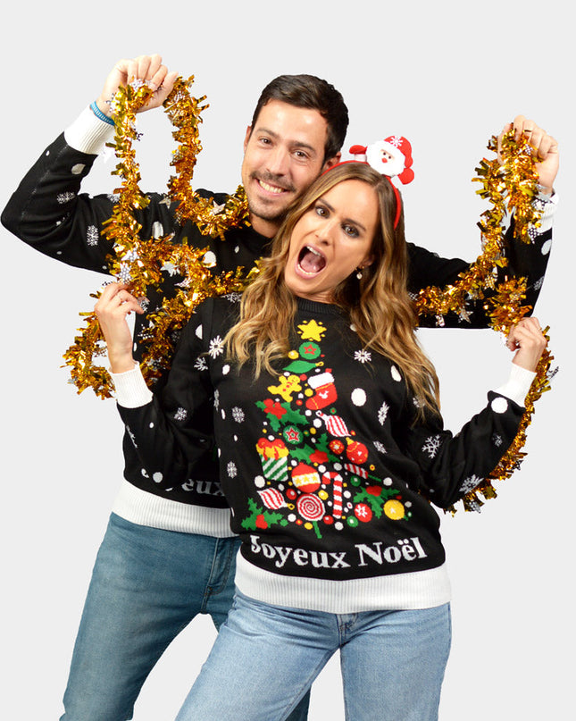 Black Family Christmas Sweater with "Merry Christmas" Design