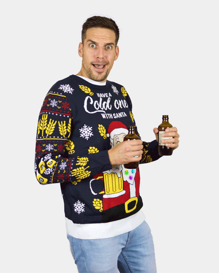 Women's LED Christmas Sweater with Santa and Beer