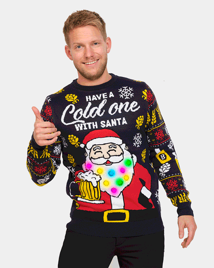Women's LED Christmas Sweater with Santa and Beer