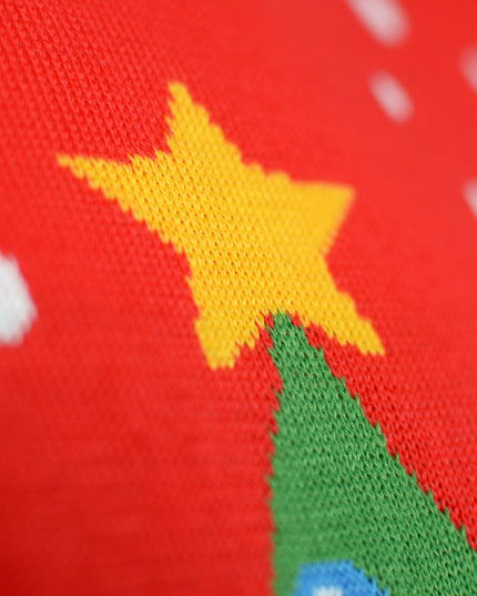 Women's Red Christmas Sweater Featuring a Christmas Tree