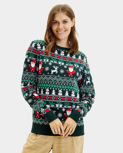 Women's Joyful Green Organic Cotton Christmas Sweater