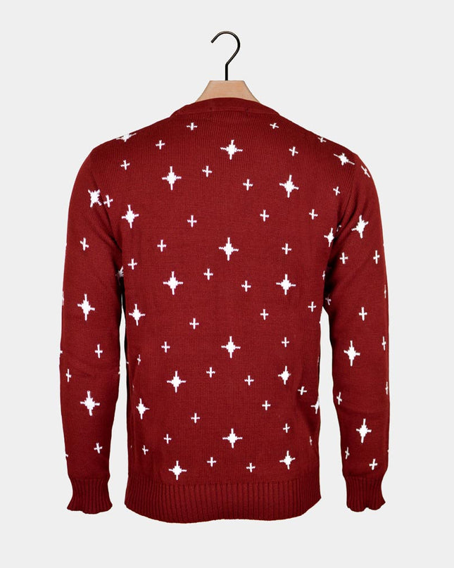 Garnet Christmas Sweater for Couples with Reindeer and Stars