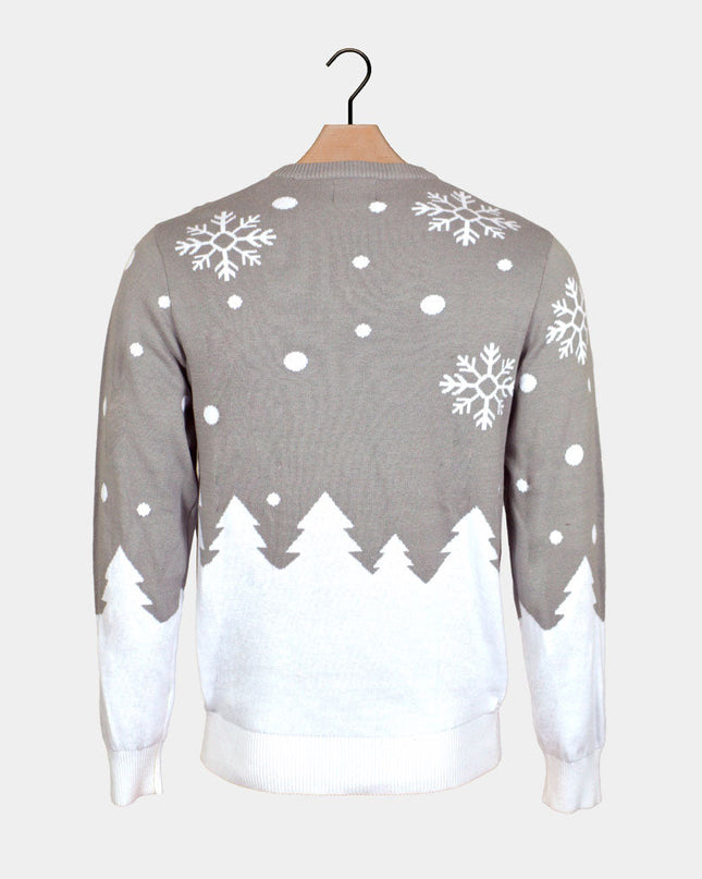 Gray Christmas Sweater for Men with Cute Reindeer