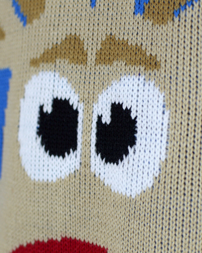 Sky Blue Christmas Sweater for Men with Reindeer and Snow