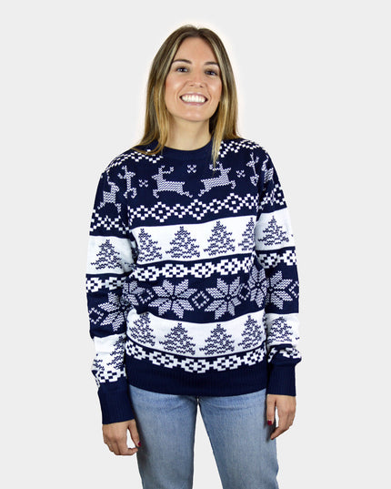Blue Christmas Sweater for Men Featuring North Pole Design