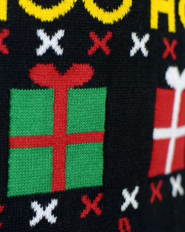 Men's Organic Cotton Christmas Sweater with Santa, Gifts, and Snowmen