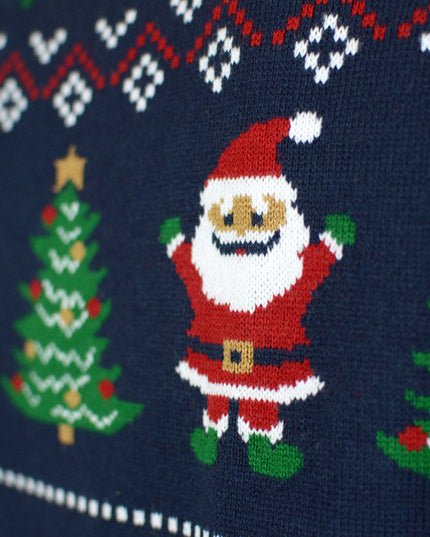 Men's Blue and Red Christmas Cardigan