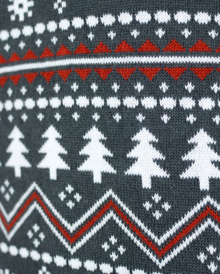 Men's Organic Cotton Grey Roll Neck Reindeer Sweater