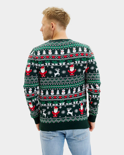 Joyful Green Organic Cotton Christmas Sweater for Men