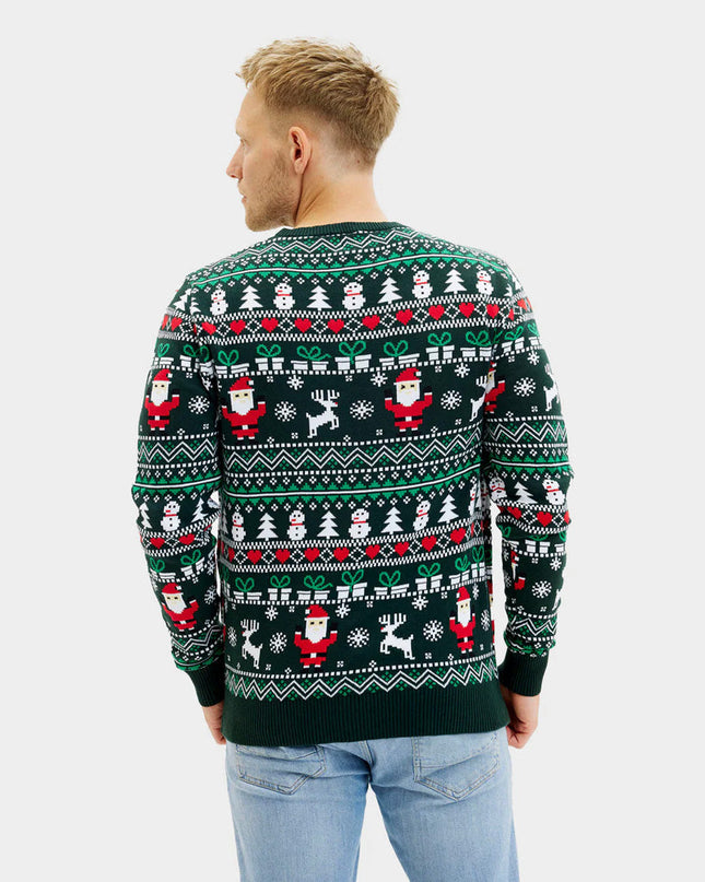 Joyful Green Organic Cotton Christmas Sweater for Men