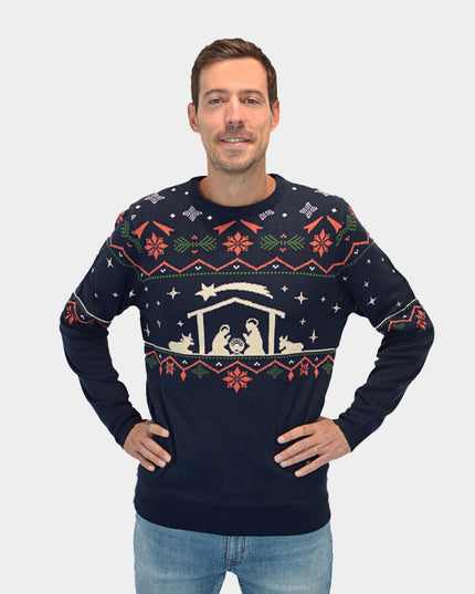 Nativity Scene Christmas Sweater for Men