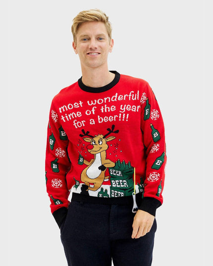 Men's Reindeer Beer Opener Christmas Sweater