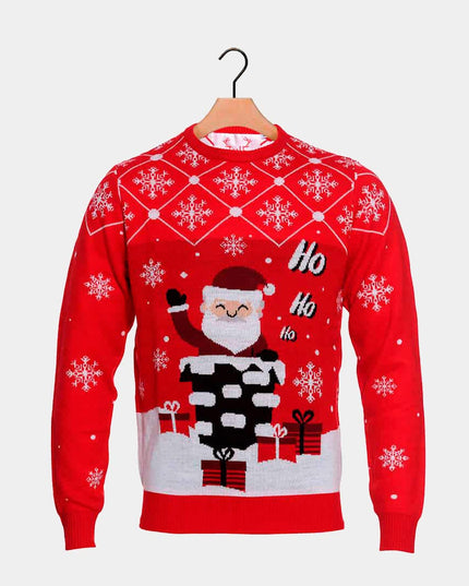 Christmas Sweater for Men Santa Claus Coming Down the Chimney
