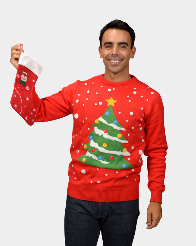 Red Christmas Tree Sweater for Men