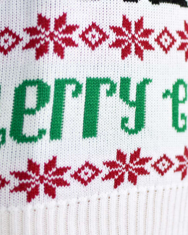 Women's Blue Sky Christmas Sweater with Rudolph and Santa Claus