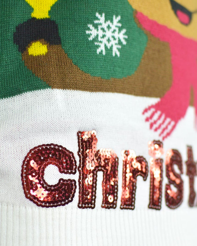 Green "Holly Jolly" Sequined Christmas Sweater for Men