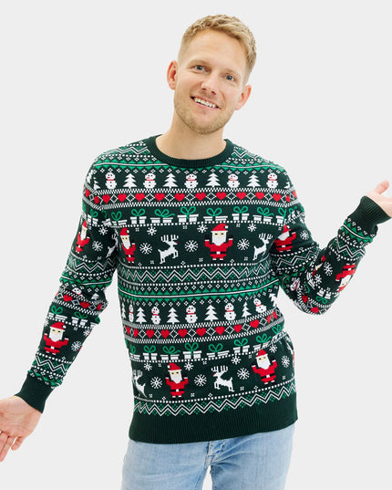 Joyful Green Organic Cotton Christmas Sweater for Men