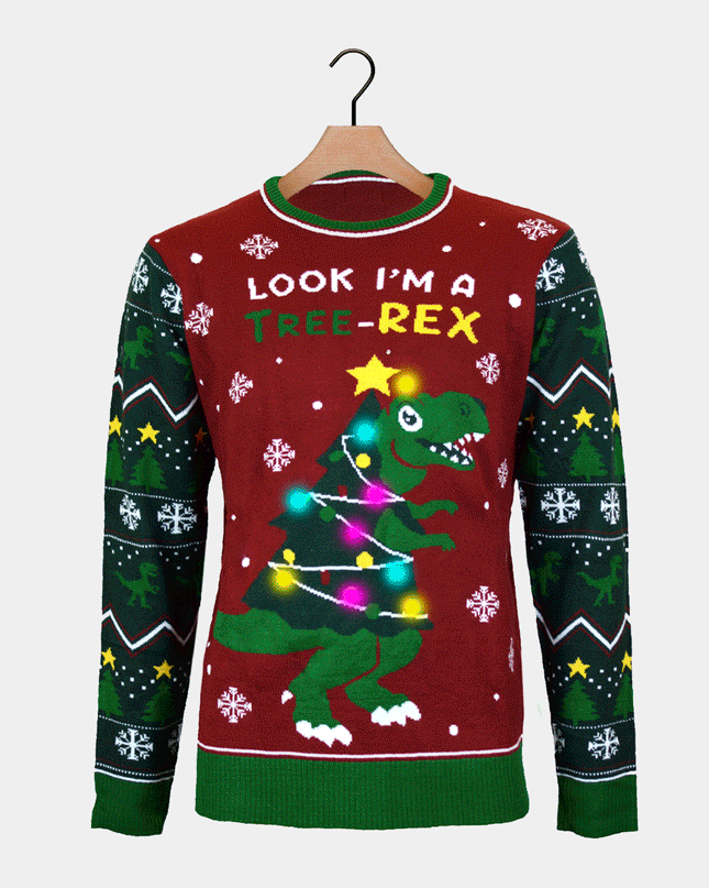 Women's LED Christmas Sweater with Christmas Tree-Rex