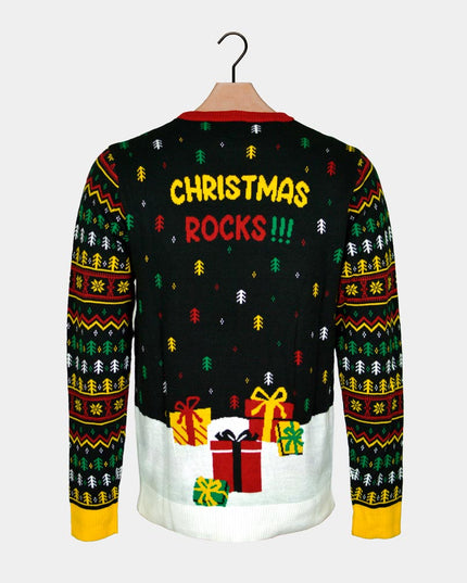Light-Up LED Rocker Santa Couple Christmas Sweater